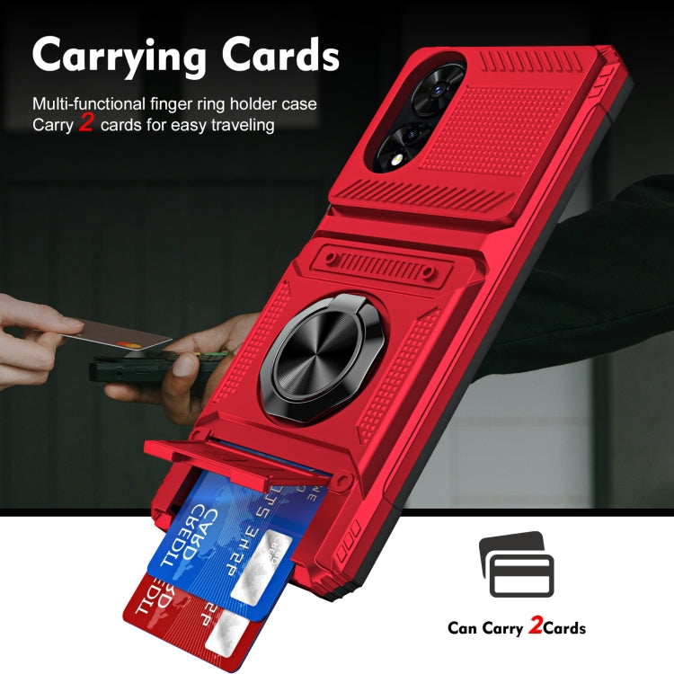 For TCL 50 SE 4G TPU Hybrid PC Shockproof Card Phone Case with Metal Ring Holder
