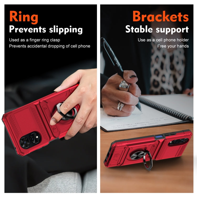 For TCL 50 SE 4G TPU Hybrid PC Shockproof Card Phone Case with Metal Ring Holder