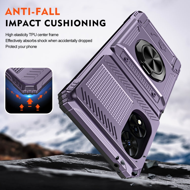 For TCL 50 SE 4G TPU Hybrid PC Shockproof Card Phone Case with Metal Ring Holder