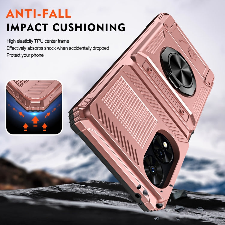For TCL 50 SE 4G TPU Hybrid PC Shockproof Card Phone Case with Metal Ring Holder