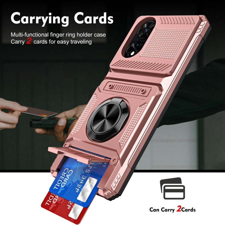 For TCL 50 SE 4G TPU Hybrid PC Shockproof Card Phone Case with Metal Ring Holder