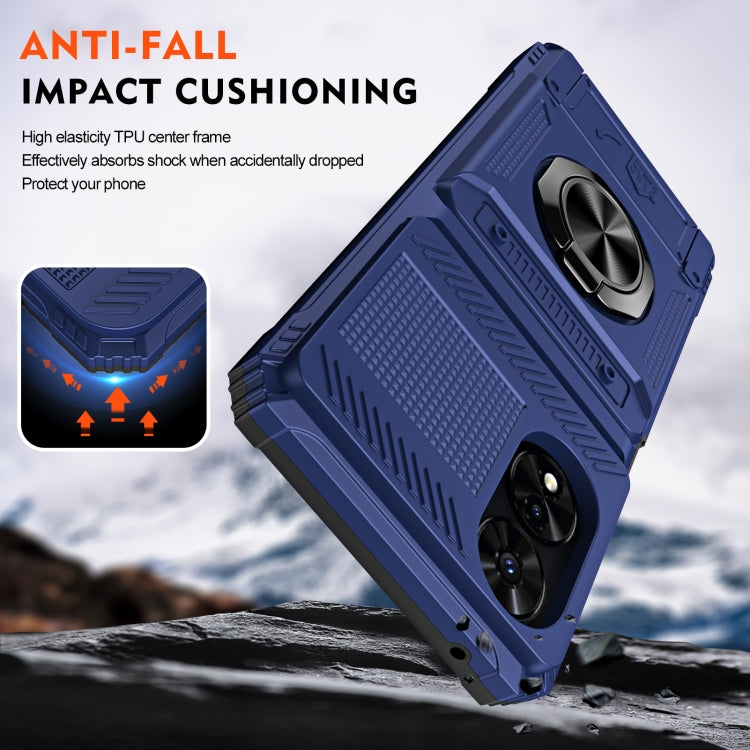 For TCL 50 SE 4G TPU Hybrid PC Shockproof Card Phone Case with Metal Ring Holder