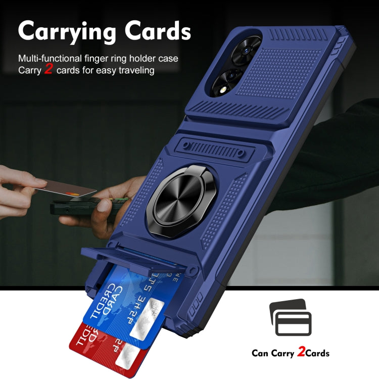 For TCL 50 SE 4G TPU Hybrid PC Shockproof Card Phone Case with Metal Ring Holder