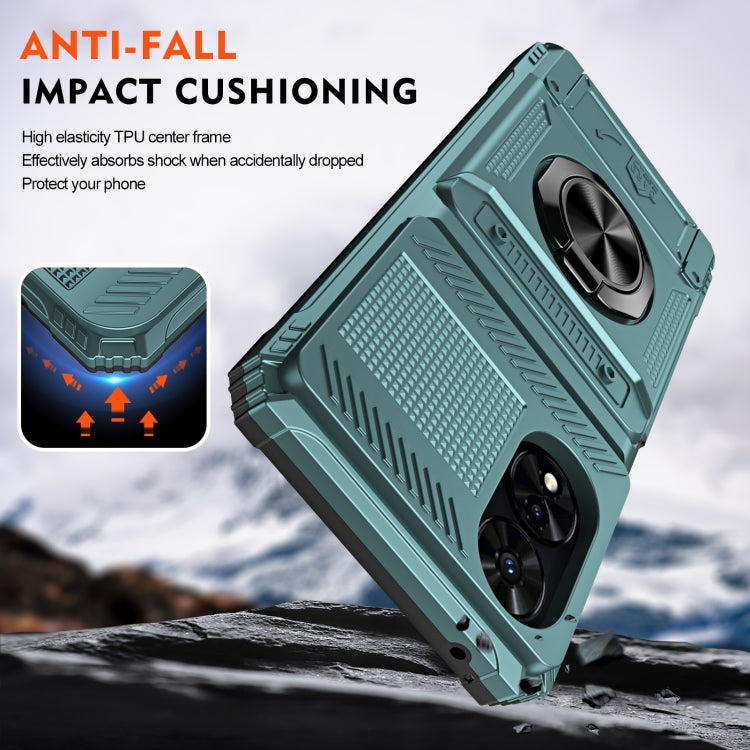 For TCL 50 SE 4G TPU Hybrid PC Shockproof Card Phone Case with Metal Ring Holder