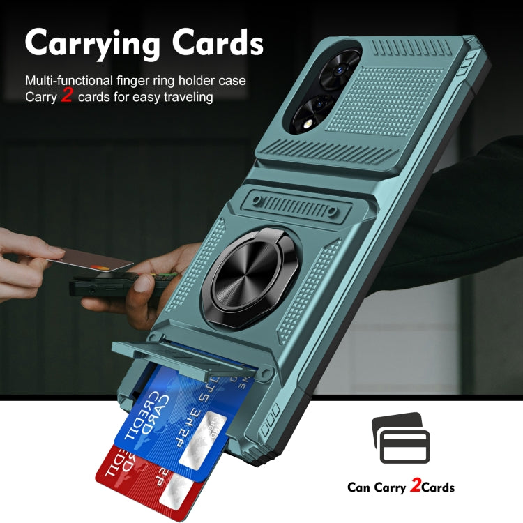 For TCL 50 SE 4G TPU Hybrid PC Shockproof Card Phone Case with Metal Ring Holder