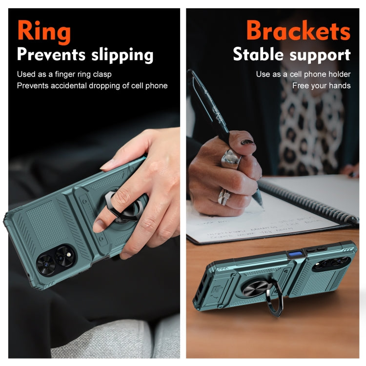 For TCL 50 SE 4G TPU Hybrid PC Shockproof Card Phone Case with Metal Ring Holder