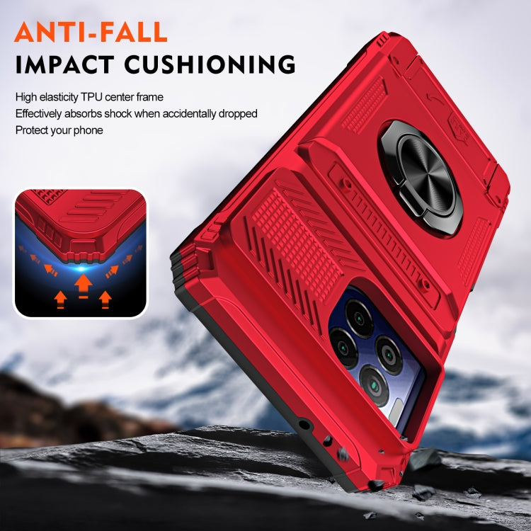 For T-Mobile REVVL 7 Pro TPU Hybrid PC Shockproof Card Phone Case with Metal Ring Holder