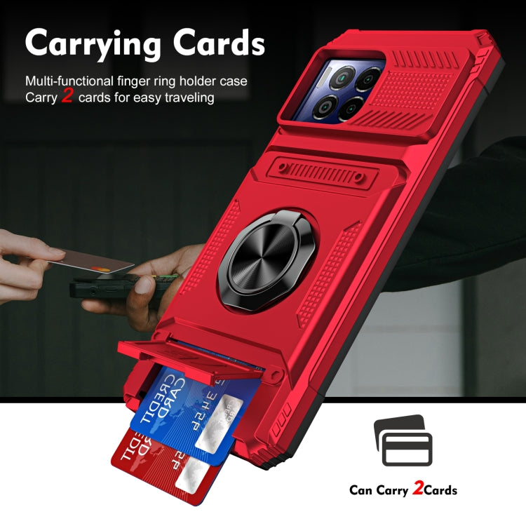 For T-Mobile REVVL 7 Pro TPU Hybrid PC Shockproof Card Phone Case with Metal Ring Holder