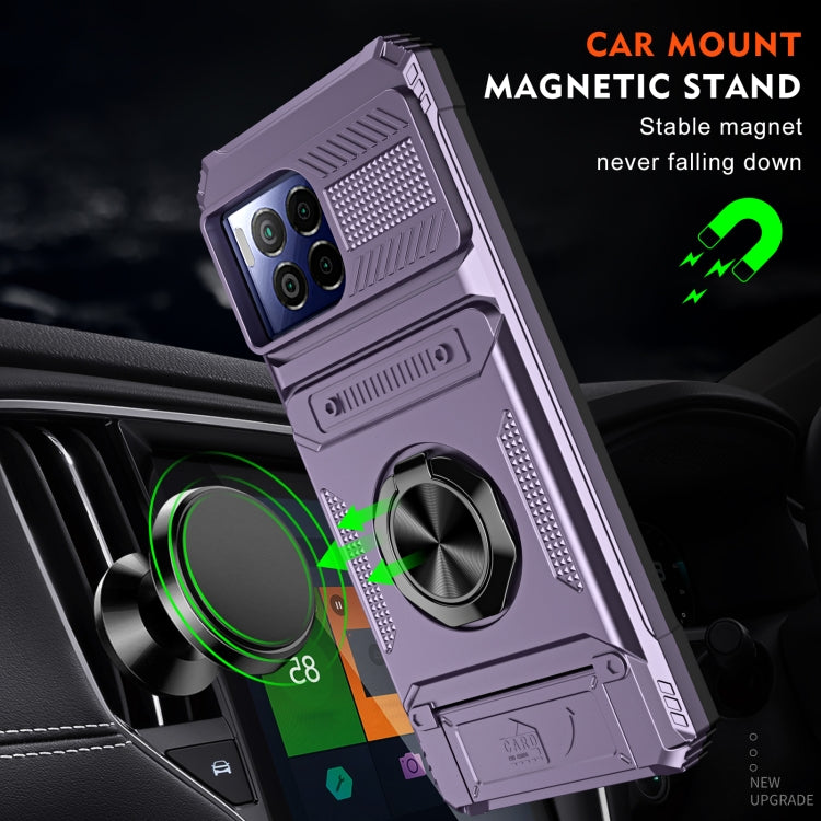 For T-Mobile REVVL 7 Pro TPU Hybrid PC Shockproof Card Phone Case with Metal Ring Holder