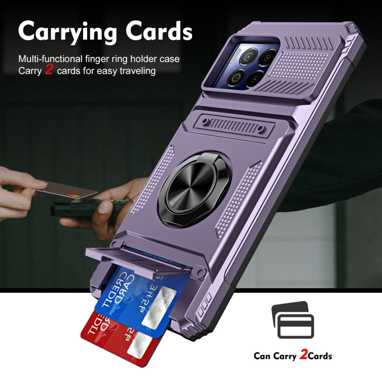 For T-Mobile REVVL 7 Pro TPU Hybrid PC Shockproof Card Phone Case with Metal Ring Holder