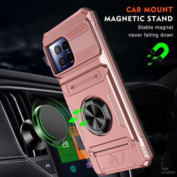 For T-Mobile REVVL 7 Pro TPU Hybrid PC Shockproof Card Phone Case with Metal Ring Holder