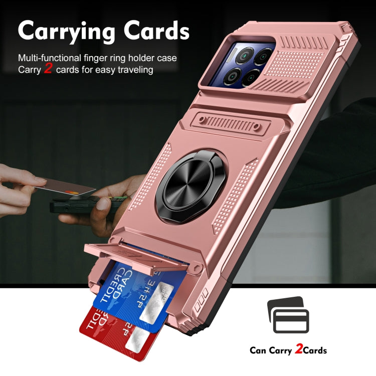 For T-Mobile REVVL 7 Pro TPU Hybrid PC Shockproof Card Phone Case with Metal Ring Holder