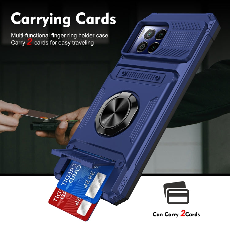 For T-Mobile REVVL 7 Pro TPU Hybrid PC Shockproof Card Phone Case with Metal Ring Holder