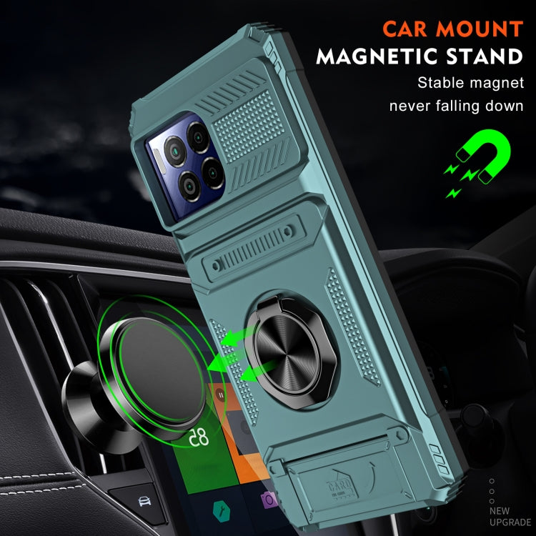 For T-Mobile REVVL 7 Pro TPU Hybrid PC Shockproof Card Phone Case with Metal Ring Holder