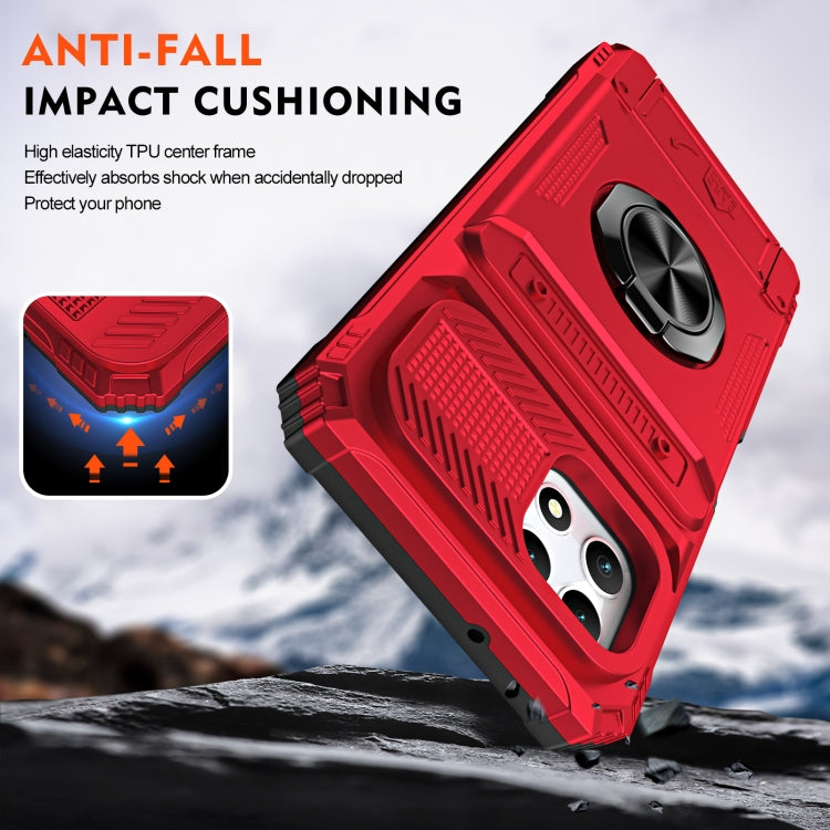 For T-Mobile REVVL 7 TPU Hybrid PC Shockproof Card Phone Case with Metal Ring Holder