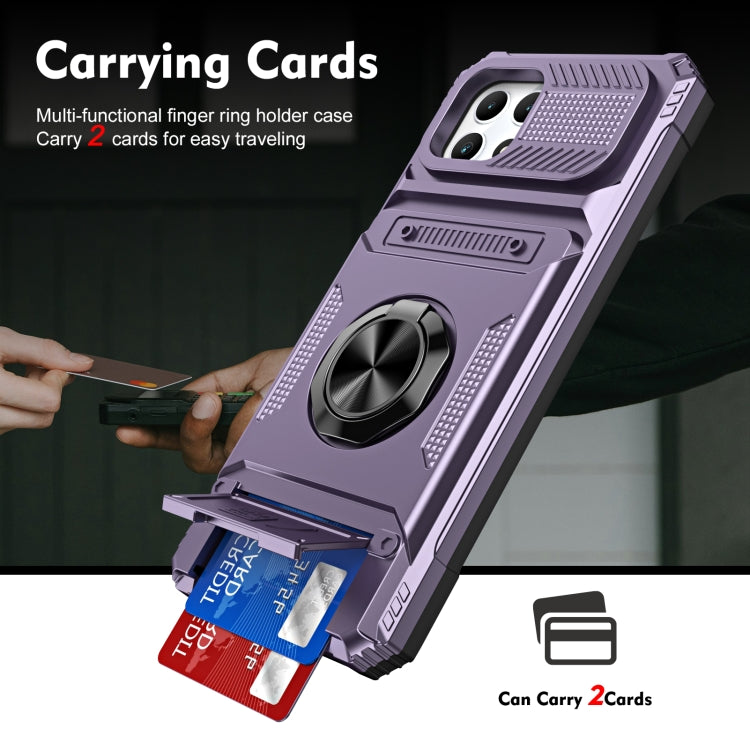 For T-Mobile REVVL 7 TPU Hybrid PC Shockproof Card Phone Case with Metal Ring Holder
