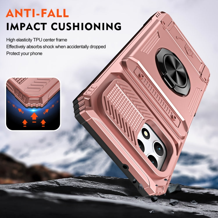 For T-Mobile REVVL 7 TPU Hybrid PC Shockproof Card Phone Case with Metal Ring Holder