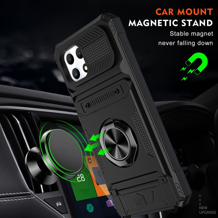 For T-Mobile REVVL 7 TPU Hybrid PC Shockproof Card Phone Case with Metal Ring Holder