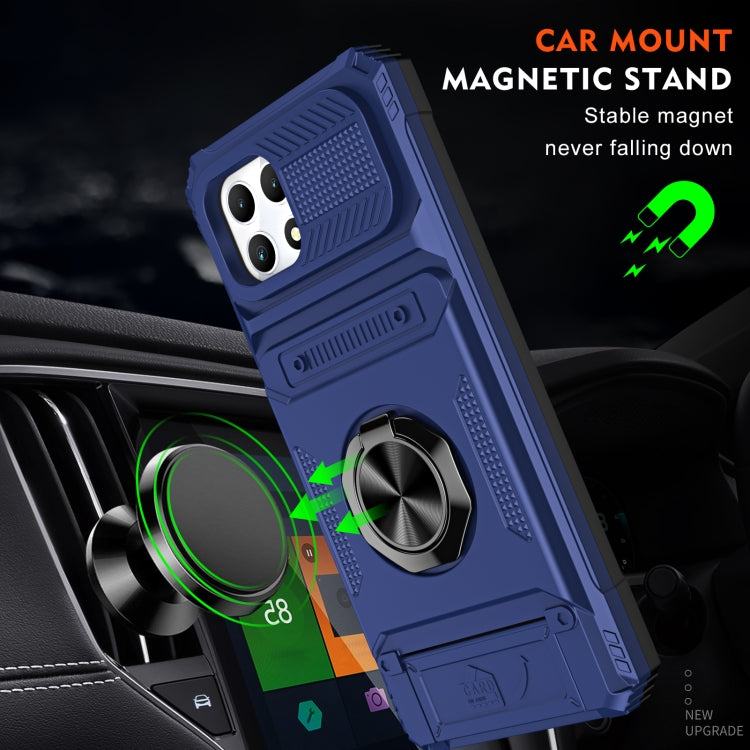 For T-Mobile REVVL 7 TPU Hybrid PC Shockproof Card Phone Case with Metal Ring Holder