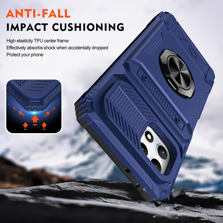 For T-Mobile REVVL 7 TPU Hybrid PC Shockproof Card Phone Case with Metal Ring Holder
