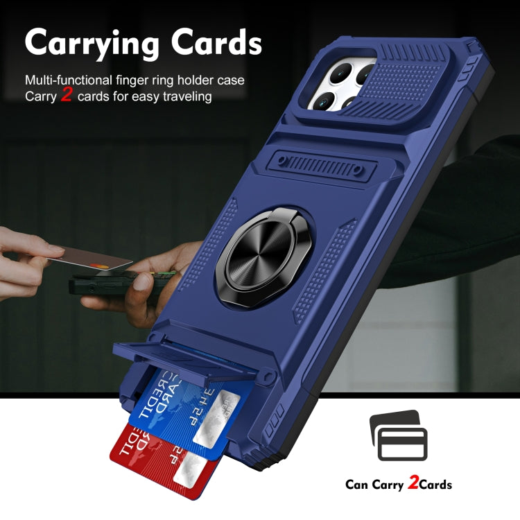 For T-Mobile REVVL 7 TPU Hybrid PC Shockproof Card Phone Case with Metal Ring Holder