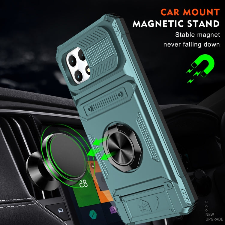 For T-Mobile REVVL 7 TPU Hybrid PC Shockproof Card Phone Case with Metal Ring Holder