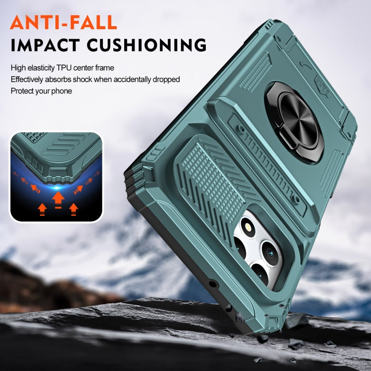 For T-Mobile REVVL 7 TPU Hybrid PC Shockproof Card Phone Case with Metal Ring Holder