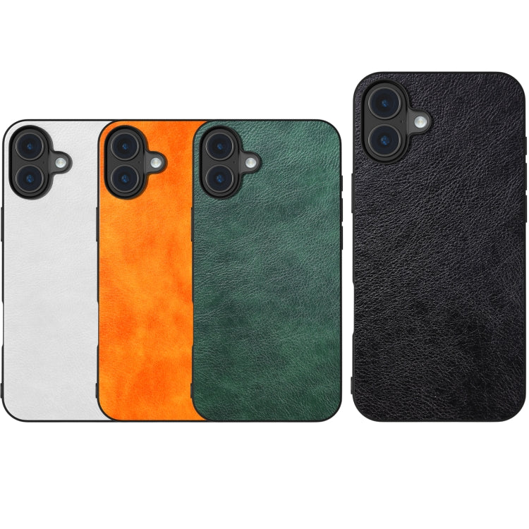 For iPhone 16 Plus Dual Color Lichi Texture PU Phone Case