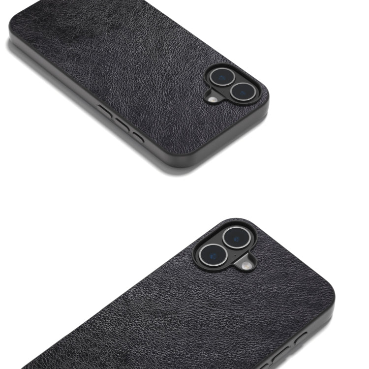 For iPhone 16 Plus Dual Color Lichi Texture PU Phone Case