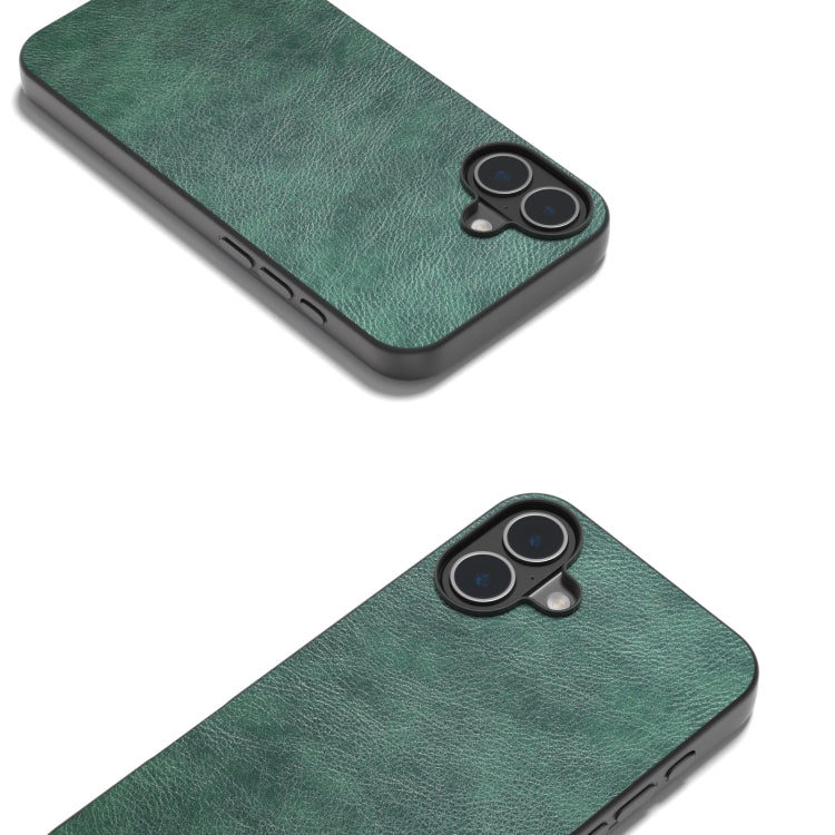 For iPhone 16 Plus Dual Color Lichi Texture PU Phone Case