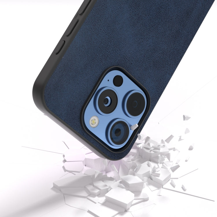 For iPhone 16 Pro Max Black Frame Two-color Calf Texture PU Phone Case