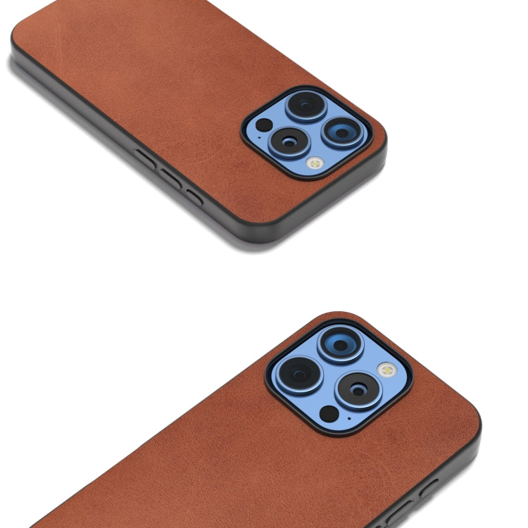 For iPhone 16 Pro Max Black Frame Two-color Calf Texture PU Phone Case