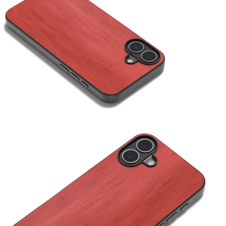 For iPhone 16 Plus Black Frame Two-color Calf Texture PU Phone Case