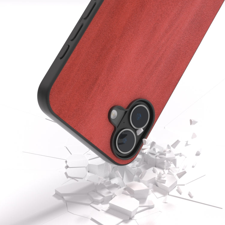 For iPhone 16 Black Frame Two-color Calf Texture PU Phone Case