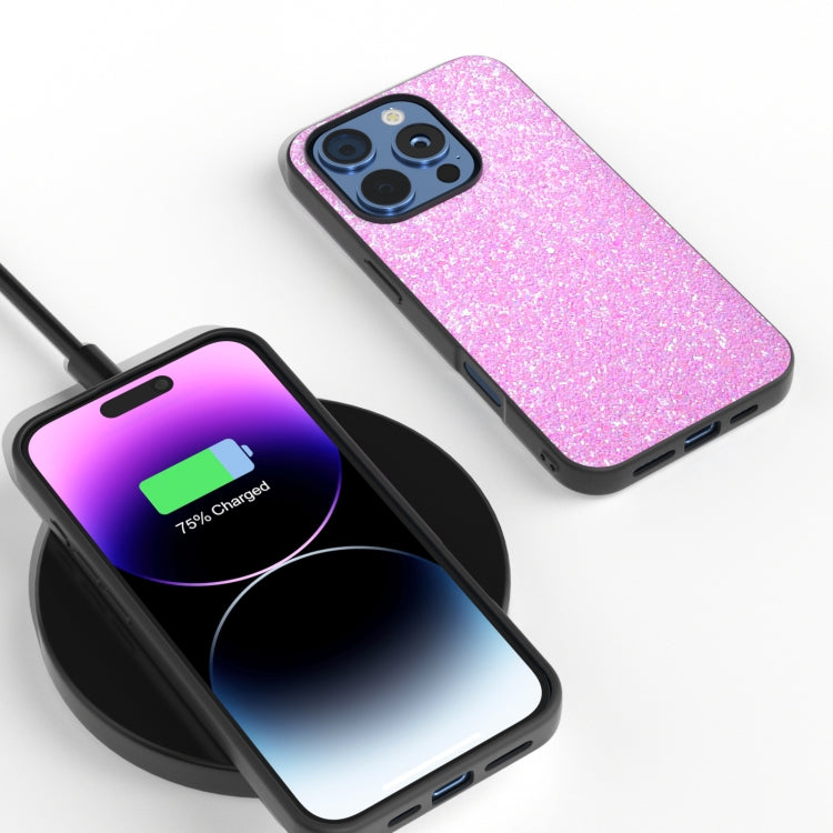 For iPhone 16 Pro Max Black Frame Colorful Glitter Phone Case