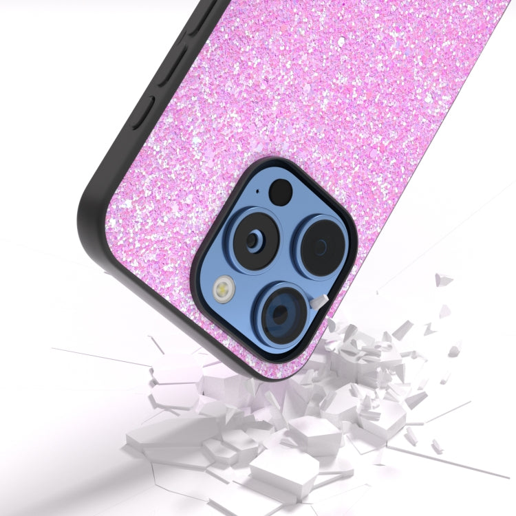 For iPhone 16 Pro Max Black Frame Colorful Glitter Phone Case