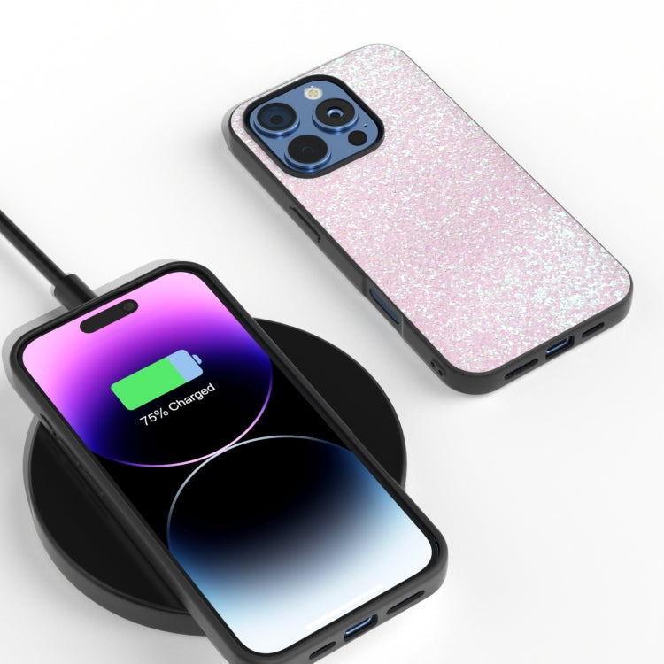 For iPhone 16 Pro Max Black Frame Colorful Glitter Phone Case