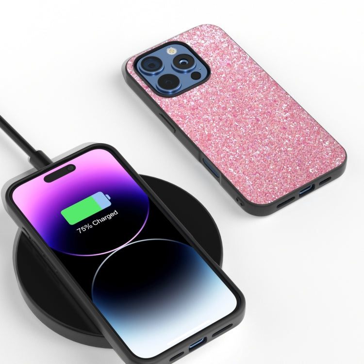 For iPhone 16 Pro Max Black Frame Colorful Glitter Phone Case