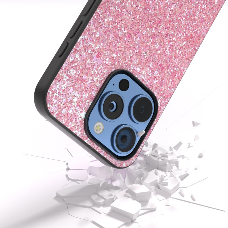 For iPhone 16 Pro Max Black Frame Colorful Glitter Phone Case