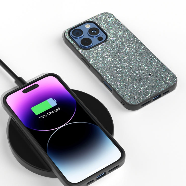For iPhone 16 Pro Max Black Frame Colorful Glitter Phone Case