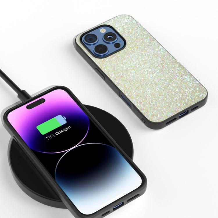 For iPhone 16 Pro Black Frame Colorful Glitter Phone Case