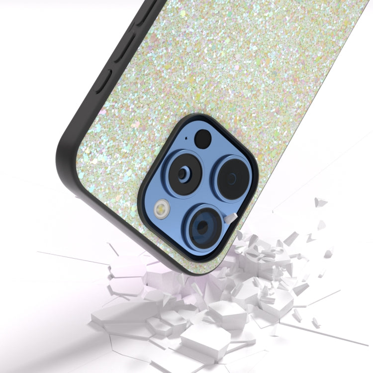 For iPhone 16 Pro Black Frame Colorful Glitter Phone Case