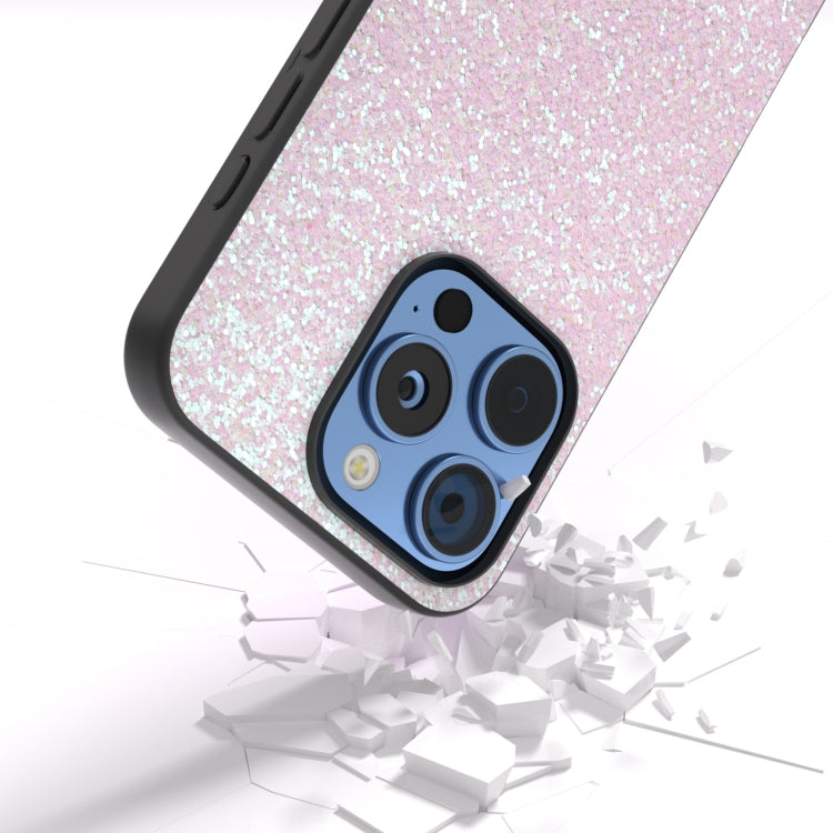 For iPhone 16 Pro Black Frame Colorful Glitter Phone Case