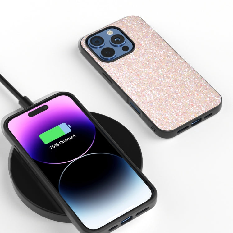 For iPhone 16 Pro Black Frame Colorful Glitter Phone Case