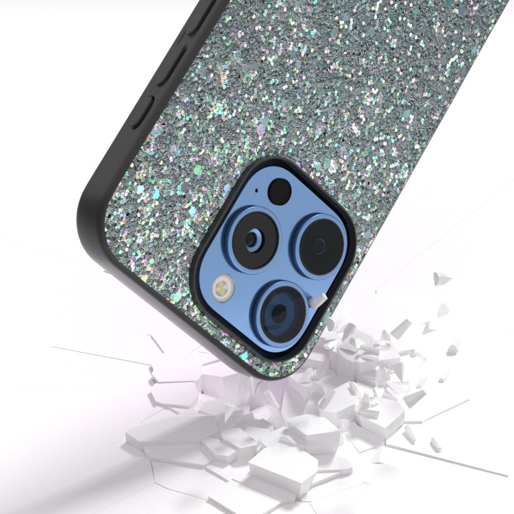 For iPhone 16 Pro Black Frame Colorful Glitter Phone Case