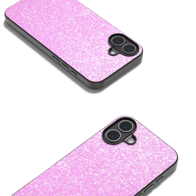 For iPhone 16 Plus Black Frame Colorful Glitter Phone Case