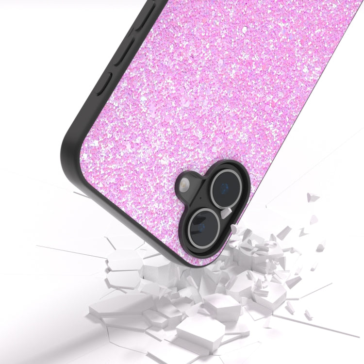 For iPhone 16 Plus Black Frame Colorful Glitter Phone Case