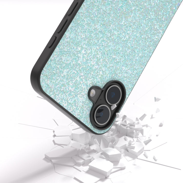 For iPhone 16 Plus Black Frame Colorful Glitter Phone Case