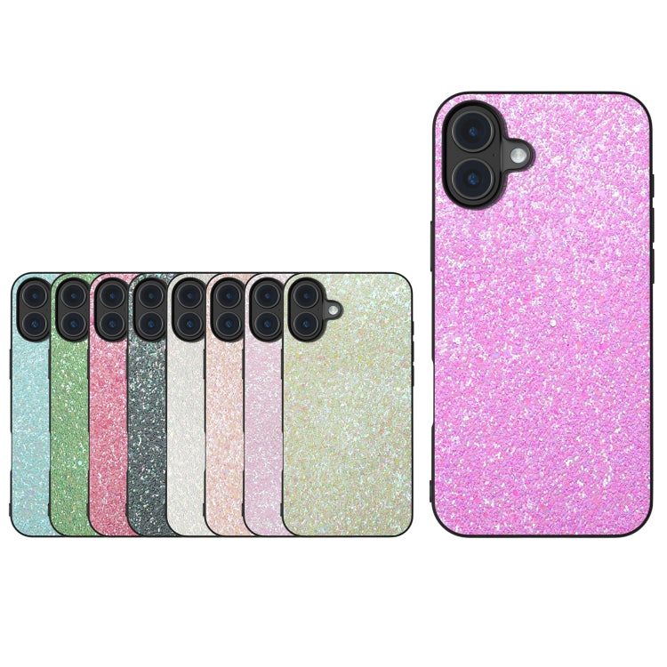 For iPhone 16 Plus Black Frame Colorful Glitter Phone Case