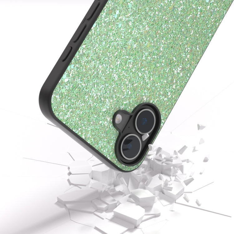 For iPhone 16 Plus Black Frame Colorful Glitter Phone Case